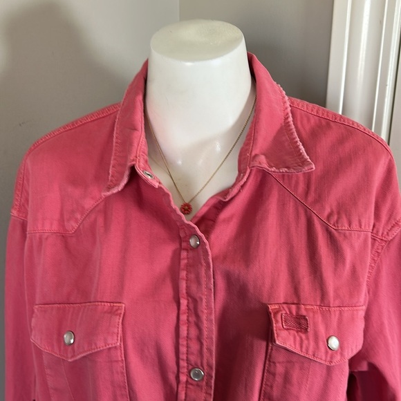 Free People DYLAN Babydoll PINK LOVE Snap button Top Oversized Sz S - Picture 6 of 16